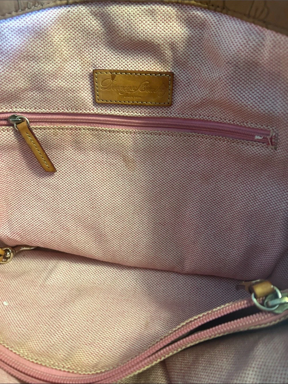 Dooney & Bourke Tan Shoulder Tote with Signature DB Pattern